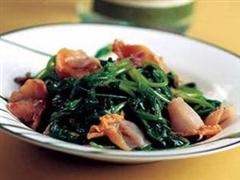 大蒜菠菜拌蛤仁