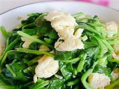 蛤仁菠菜炒鸡蛋
