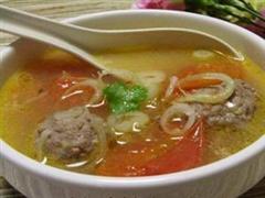 番茄冲菜牛肉丸汤