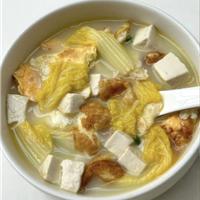 娃娃菜煎蛋豆腐汤